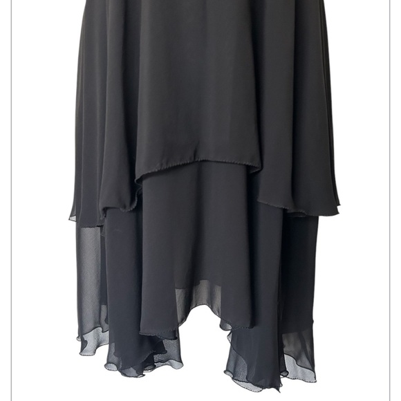 NWT Shan Canada silk Black Strapless Dress handkerchief hem excellent Size 8 - Picture 4 of 7